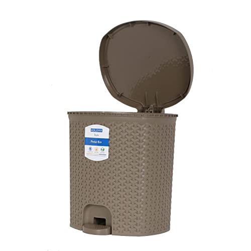 KOLORR Magnum Plastic Pedal Dustbin/Medium Size Trash Can/Garbage Waste Bin with Lid for Home, Kitchen, Office, Bathroom & Washroom – 6 Liters (LT Brown)