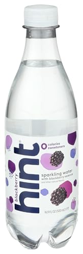 Hint Sparkling Water Blackberry (Pack of 12), 16.9 Ounce Bottles, Unsweetened Blackberry-Infused Sparkling Water, Zero Sugar, Zero Calories, Zero Sweeteners, Zero Artificial Flavors