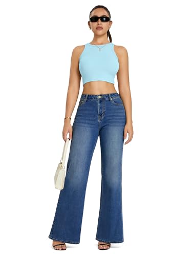 High Waisted Wide Leg Flared Jeans for Women, Stretchy Loose Bell Bottom Jean with 40-Pocket4