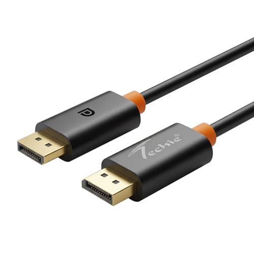 Image of Techie DisplayPort 1.8m DP to DP Copper Cable Supports 8K@60Hz and 4K@120Hz | 32.4Gbps High Speed Copper Cable with Gold Plated Connectors | Compatible with Laptop, PC, Gaming Monitor & Graphics Card