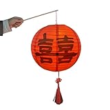 [Weweia][]【紙ちょうちん】オフィス飾り用 【端午の節句 飾り】手提ちょうちん 写真撮影に適 レトロ丸型 【伝統と現代の融合】簡単 文化施設向け 赤い背景に「喜」の文字がある単灯