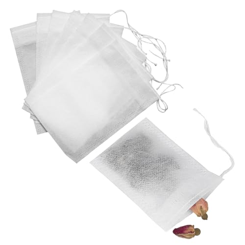 100PCS Reusable Tea Filter Bags with Drawstring, Tea Bag Empty, Empty Tea Bag, Reusable Teabag, Empty Tea Bag, Teafilter, Reusable Tea Bag for Loose Tea Infuser for Loose Tea, Coffee & Spices (7X9Cm)
