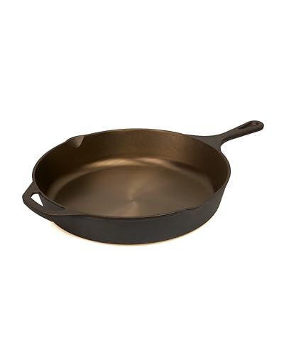 Bluecraft Pott & Flamme polierte Gusseisenpfanne bereits eingebrannt Induktion | ofenfest | Grillpfanne | Bratpfanne für alle Herdarten (Ø 30,5 cm)