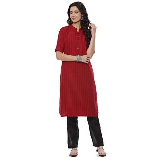 Image of Rangriti Off White Art Silk Straight Kurta for Women