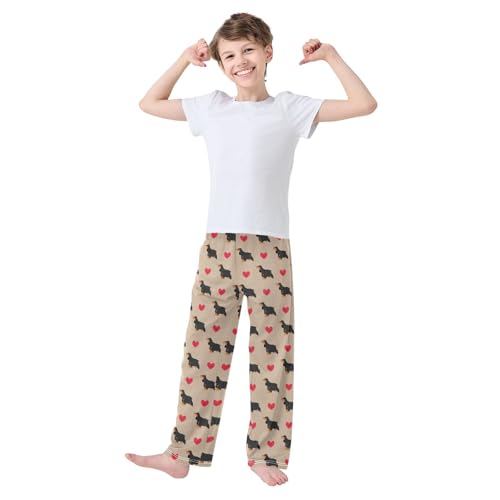 Cocker Spaniel Dog Love Boys Long Pants Soft Trousers Elastic Waist Kids Lounge Bottoms with Pockets S-XL2