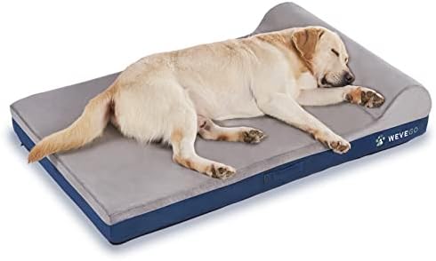 WEVEGO Dog Bed, Large Dog Bed with Pillow, Thicken Gel Memory Foam Flannel Fabric Dog Bed, Durable Waterproof Liner & Removable Washable Cover with Non-Slip Bottom, Sizes Jumbo