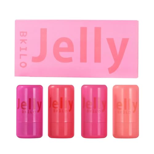 4-Pack Jelly Blush & Lip Tint Set – Dual-Use Cheek and Lip Stain, Lightweight Dewy Formula for Natural Glow, Blendable Makeup for All Skin Types