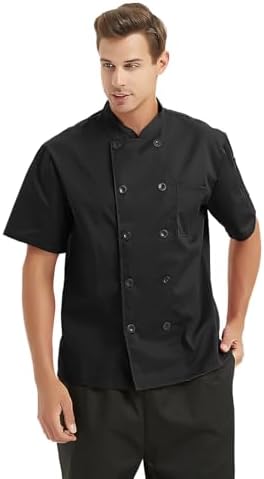 TopTie 2 Pack Unisex Short Sleeve Chef Coat Jacket