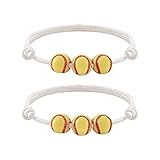 Softball Armband Party Gelb Softball Perlen Freundschaftsarmband verstellbares Perlenarmband Softball Geschenke Mädchen Jungen Teen Sport Geburtstagsfeier Softball wasserdichte (A, One Size)