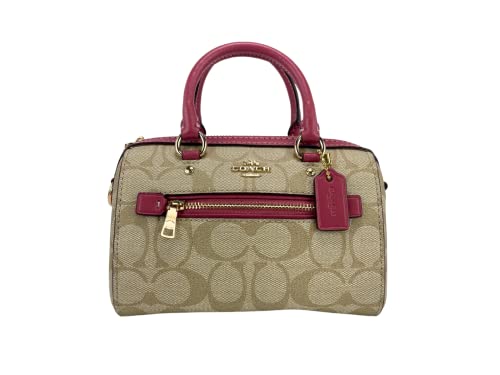 COACH Women's Mini Rowan Crossbody (Signature Canvas - Light Khaki - Rouge)