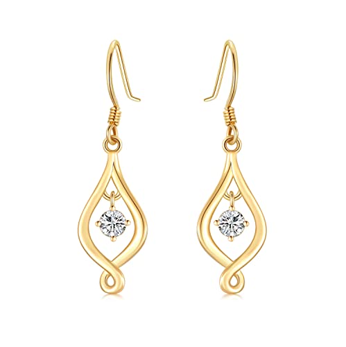 Sisgem 14K Solid Gold Small Infinity Drop Earrings Dangles For Women,Yellow/White Gold Moissanite Infinite Love Dangle Earrings Christmas Birthday Gifts For Wife Daughter Girlfriend #TOP13