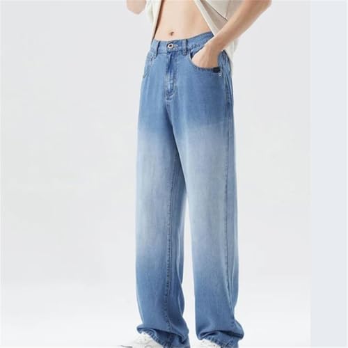 Men's Spring Summer Gradient Denim Jeans Loose Fit Straight Leg Stretch Wide-Leg Casual Trousers2