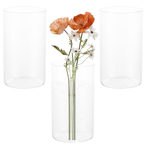 3er-Pack-15 cm Hohe Glasvasen für Tischdeko - Gläser für Kerzen,...