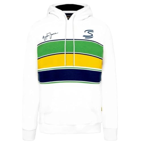Ayrton Senna - Sudadera con capucha para hombre, color blanco, blanco, XXL