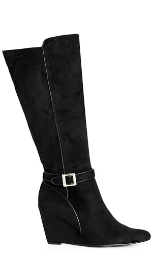 City Chic Women's Wide Fit Clea Knee Wedge Boot High3
