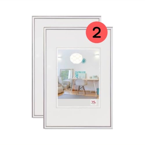 walther design New Lifestyle KV520SD Double Pack Silver Picture Frame Plastic Frame 6x8