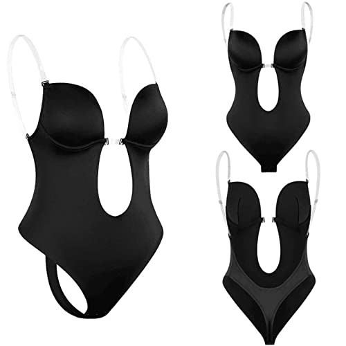 Body Invisible Dos Nu, Body Femme Sexy Chic String, Body Sculptant Femme, Doux, Confortable, Respirant, 2 Coloris (S, M, L, XL,XXL) (Color : Black, Size : S-(32BC+34AB)) Cover