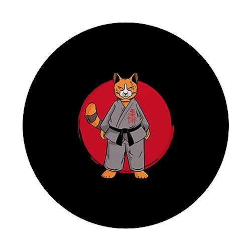 Jiu Jitsu Cat Martial Arts Judo Kitten Dojo Japan PopSockets Swappable PopGrip, Black - Image 3