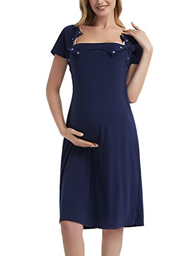 Image of GINKANA Maternity Labor Delivery Hospital Gown Breastfeeding Nursing Nightgown Nursing Nightdress
