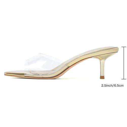 Image of Mostrin Kitten Heels for Women Pointed Toe Vintage Mules Heels Sexy Slip on Stiletto Backless Sandals for Party Wedding Daily