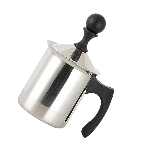 Cabilock Manual Milk Frother Pitcher Ergonomic Hand Pump for Latte Cappuccino Capacity with Double Filter for Home Travel Use