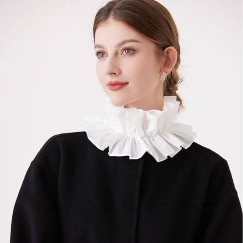 AUOCATTAIL Fake Collar Shirt Detachable Pleated French Scarf Ears Stand Collar Neckline for Women Decoration2