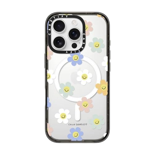 CASETiFY CpNg MagSafeΉ iPhone 16 Pro P[X [X / 2.5m̗NA (MILKi4{) / CX[dMagsafeΉ] - Happy Daisies - NA ubN