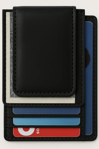 Genuine Leather Money Clip front pocket wallet with magnet clip and card ID Case (Black)2