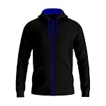 TORO ACTIVA Mens Contrast String Hooded Sweatshirt Pockets Fleece Zip Up Track Hoodies Active Wear Top S-2XL (UK, Alpha, XL, Regular, Regular, Black Blue)