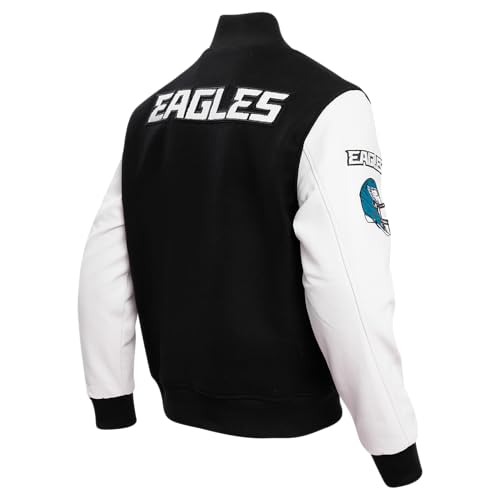 Pro Standard Mens NFL Philadelphia Eagles Classic Varsity Jacket Black/White 2XL - Image 2