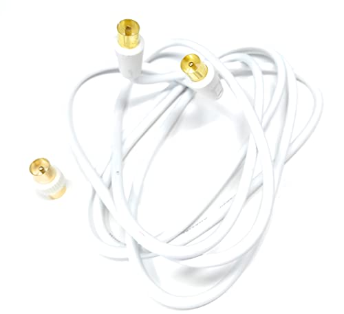 DRUT 2m TV Male to Female Extension Coax Cable, Supplied With a Male to Male Coupler Adapter, Gold Connectors 6.5ft White - Image 3