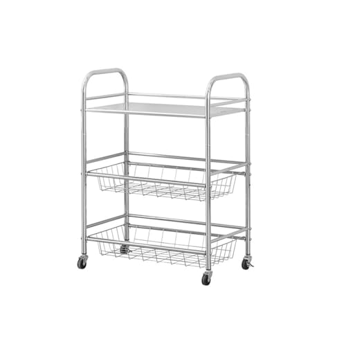 Mesa Acero Inoxidable para Cocina con Ruedas, Acero Inoxidable de Metal para Restaurante, Hotel(Large)