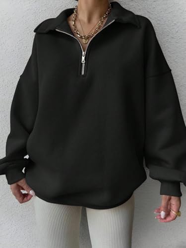 Image of SXV STYLE Half-Zip Pullover Sweatshirt, Oversized Fit