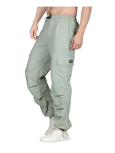 Image of Men's Water-Resistant Parachute Pants | Mens Bottom Wear | Cargo Pants for Men | Korean Pants for Man | Baggy Trackpants | Lightweight Multi-Pocket Utility Fit - Freedom to Move & All-Day Comfort