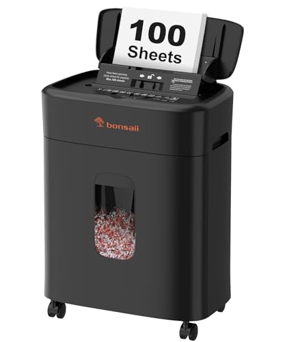 Bonsaii Destructora de Documentos Micro-Cut 100 Páginas, Nivel Seguridad P-4, 30 Minutos Funcionamiento Continuo en Modo Automático, 16L Capacidad Contenedor, Alta Eficiencia (C231-D)
