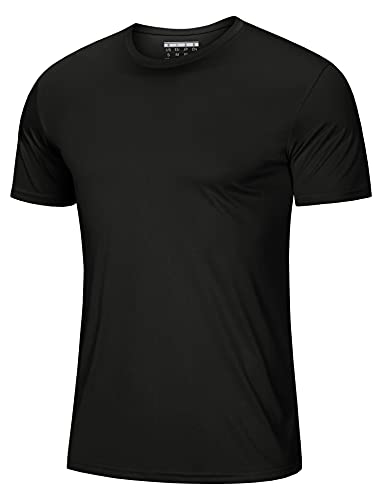 MAGCOMSEN T-shirt d'été UV à manches courtes pour homme - Pour l'extérieur - Séchage rapide - UPF 50+ - Uni - Décontracté - Pour le jogging, la randonnée, le sport, Noir , XXXL Cover