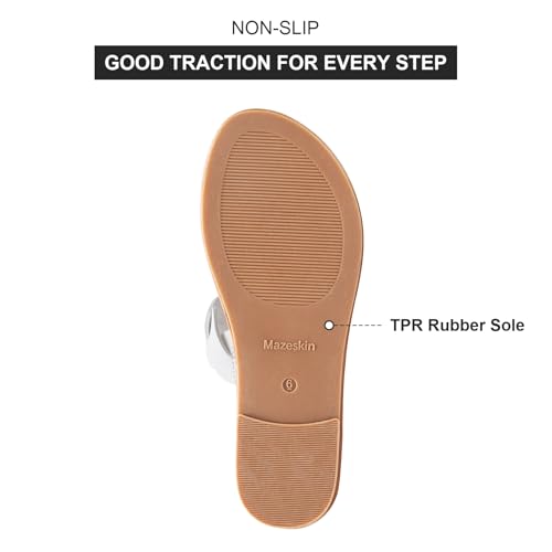 mazeskin Women's Memory Foam Two Braid Band Comfortable Summer Flat Slide Sandals4
