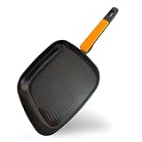 Fackelmann Soft Grill Antiadherente 28 cm, Aluminio Forjado, Revestimiento Cerámico Greblon Libre de PFA, Apta para Inducción, Vitro, Gas y Horno, Mango Soft Touch Resistente al Calor, 1 ud.