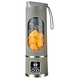 Licuadora portátil, licuadora personal recargable por USB, pantalla digital con pantalla LED inteligente, mini licuadoras eléctricas portátiles aptas para dietas de 15 onzas, licuadoras pequeñas