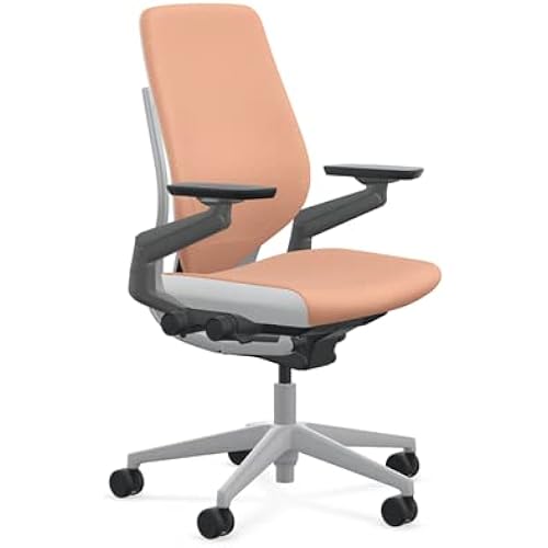 Steelcase Gesture Office Chair - Era Persimmon Fabric, Medium Seat Height, Shell Back, Light on Light Frame, and Hard Floor Casters