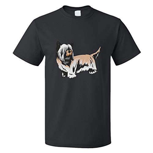 Custom Funny Graphic T Shirts for Men Skye Terrier Cotton Top Black Design Only 2X Large