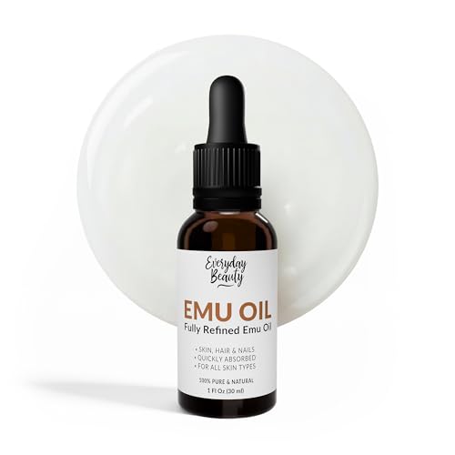 Pure Australian Emu Oil - All Natural 6X Refined for Face, Skin and Hair - Highly Effective Hydration for Sensitive Skin & Hair Growth Perfect for Scars & Blemishes - 1 Fl Oz Glass Bottle & Dropper