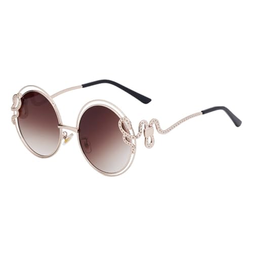 bullabulling 2025 Women’s Double Circle Metal Wire Frame Oversized Round Snake Decoration Design Sunglasses