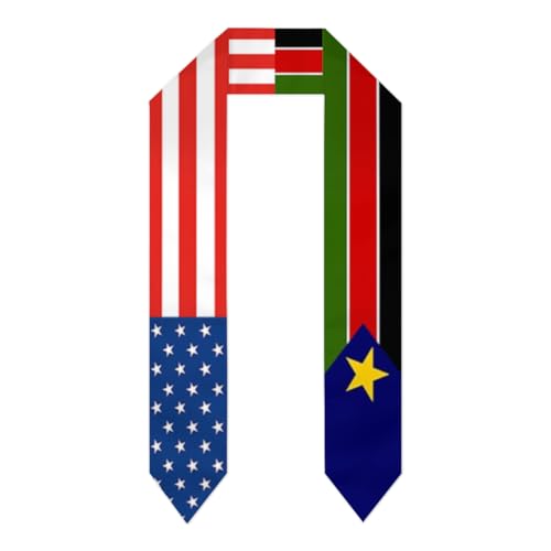 South Sudan Sudanese America Flag Graduation Stole Gradution Sash Class of 2024/2025 Satin Graduation Stole for Men Women 72 inches Length