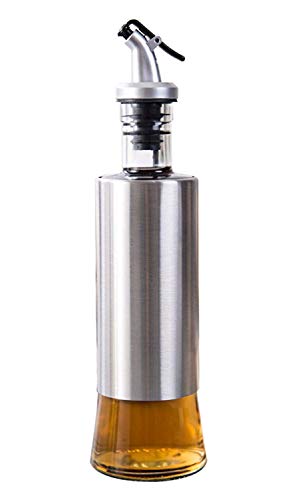 Image of Olive Oil and Vinegar Dispenser Bottle Set 2Pack 510ml Kitchen Oil Dispenser Glass Cooking Oil Dispenser with Steel Cover Seasoning Bottle. (Pack of 2, 510 ml)