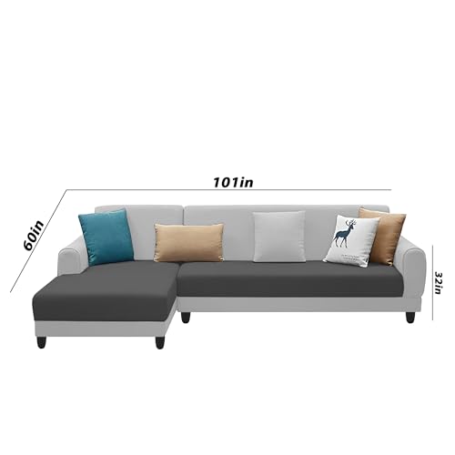 Image of Kraven LHS 6 Seater L Shape Sofa Set for Living Room (Black Grey Fabric) Premium Fabric Sofa