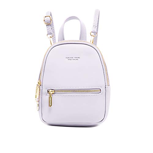 LISM Mini-Rucksack für Damen, PU-Leder, 3 Tragemöglichkeiten, leicht, modisch, kleiner Rucksack für Teenager und Mädchen - Violett - Small Cover
