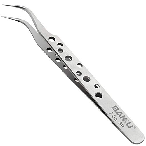 Nonskid Stainless Non-Magnetic Steel Tweezer,Ultra Rigidity,Ultra Fine Point, Siliver
