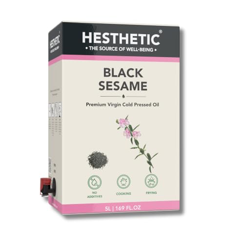 Image of HESTHETIC Cold Pressed Black Sesame (Gingelly) Oil 5L Bag-in-Box | Pure Kale Til Ka Tel | Unrefined Sesame Cooking Oil for Tempering, Stir-Fry, Noodles & Finishing