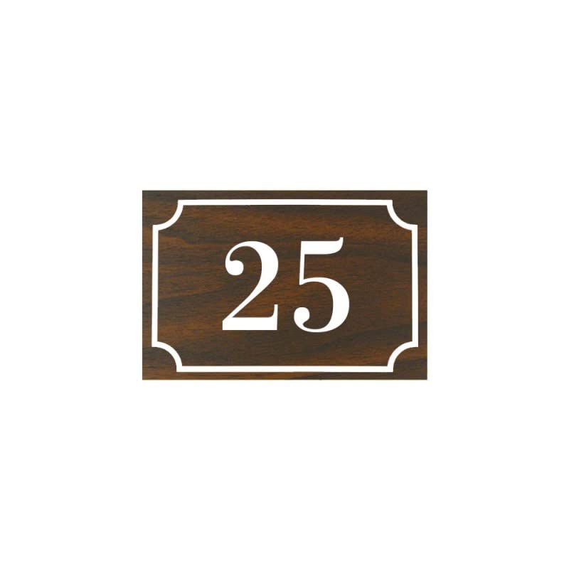 Numéro de maison/rue gravé et personnalisé couleur effet bois foncé chiffres blancs - Signalétique extérieure - Plaque adhésive - 8